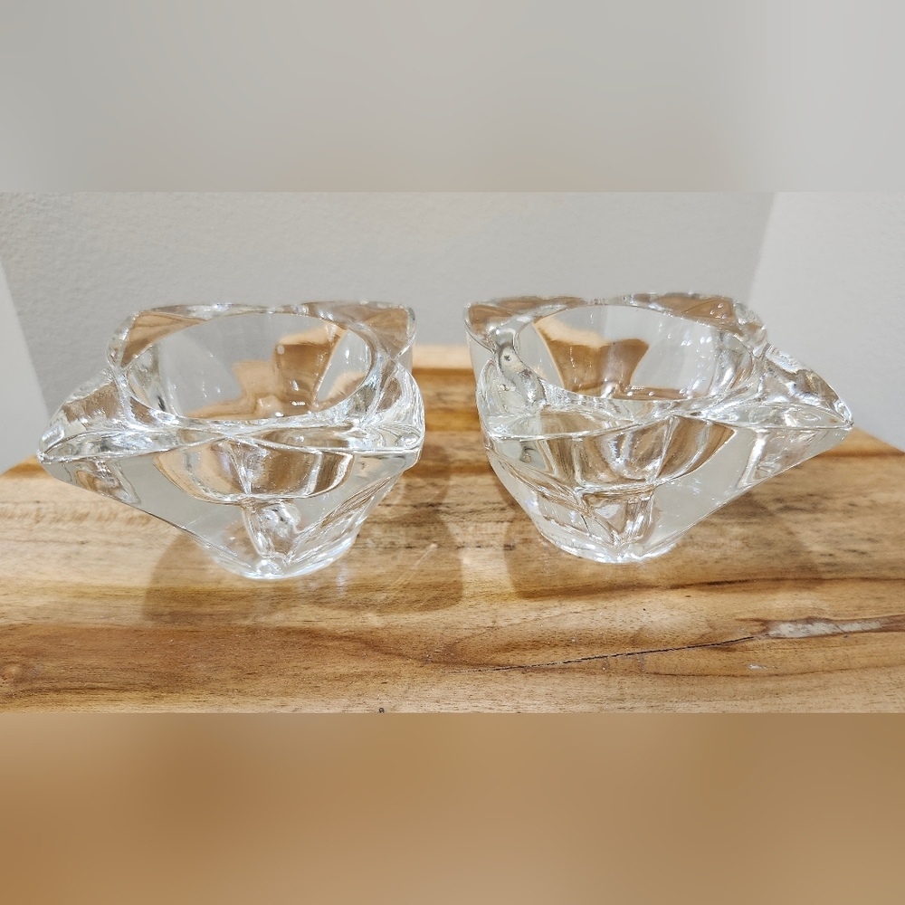 Pair of Crystal Tulip Shaped Candle Holders For Tapered Candles